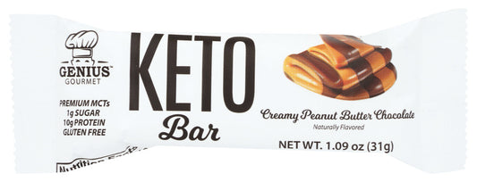 GENIUS GOURMET KETO BARS: Creamy Peanut Butter Chocolate, 1.09 oz