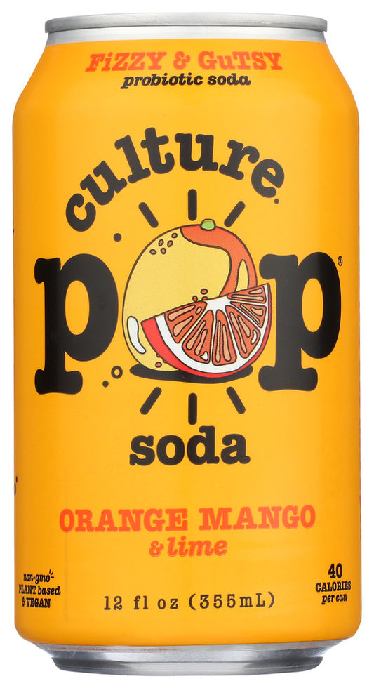CULTURE POP: Orange Mango Chili & Lime Probiotic Soda, 12 fo