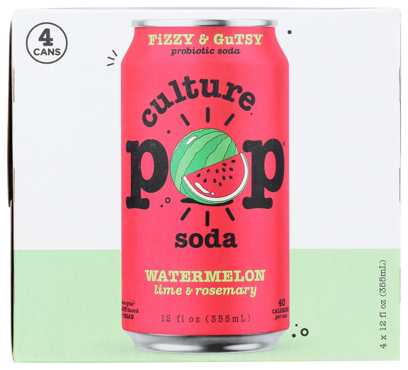 CULTURE POP: Soda Probiotic Watermelon 4Pk, 48 fo