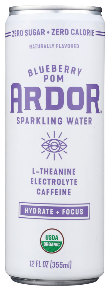 ARDOR ORGANIC INC: Blueberry Pom Sparkling Water, 12 fo