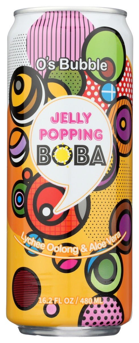 O S BUBBLE: Jelly Popping Booba Lychee Oolong and Aloe Vera Tea, 16.2 fo