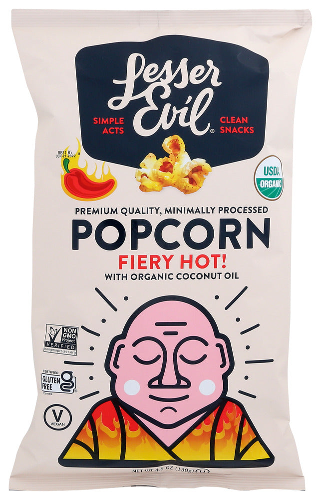 LESSER EVIL: Popcorn Fiery Hot Organic, 4.6 OZ