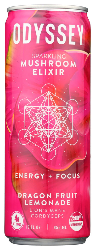 ODYSSEY ELIXIR: Energy Plus Focus Dragon Fruit Lemonade, 12 fo