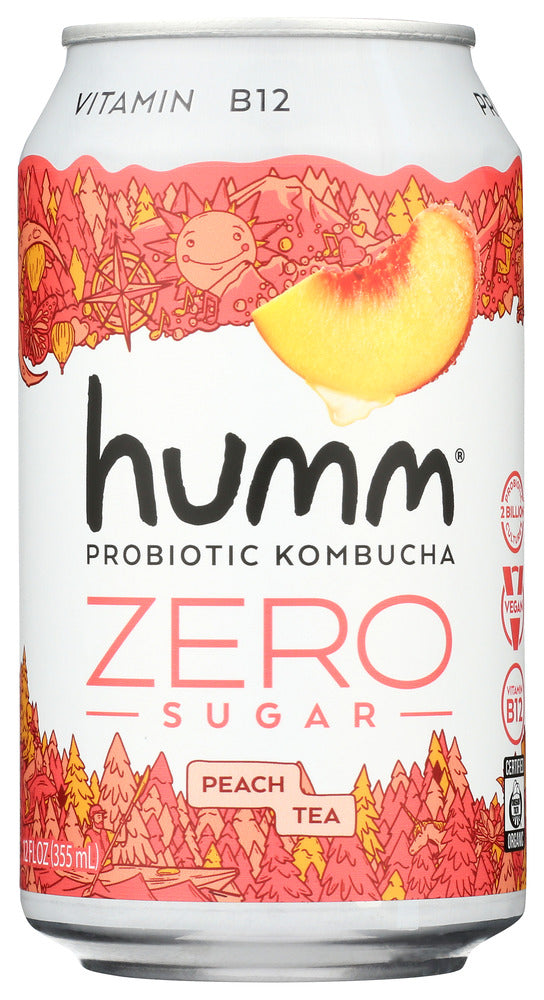 HUMM: Kombucha Oeach Tea Zro, 12 fo