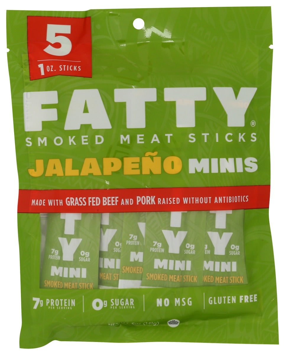FATTY: Smoked Meat Sticks Minis Jalapeno 5Pc, 5 oz
