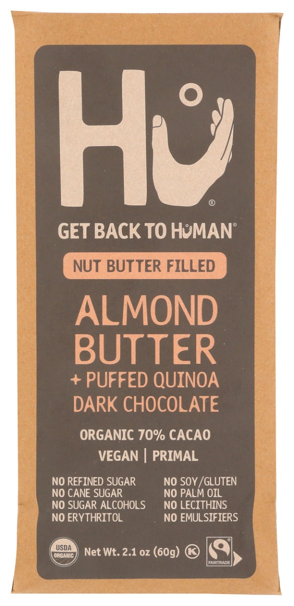 HU: Dark Chocolate Almond Butter with Puffed Quinoa Bar, 2.1 oz