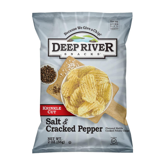 DEEP RIVER: Salt & Cracked Pepper Kettle Cooked Potato Chips, 2 oz