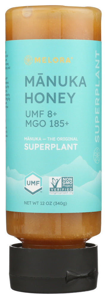 MELORA: Manuka Honey UMF8 Squeeze Bottle, 12 oz