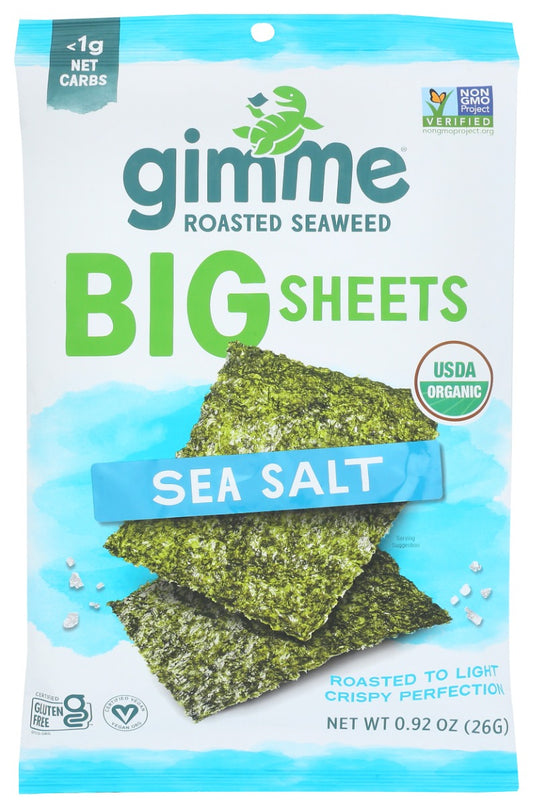 GIMME: Organic Roasted Seaweed Full Sheets Sea Salt, 0.92 oz