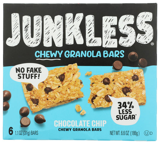JUNKLESS: Chocolate Chip Chewy Granola Bars, 6.6 oz