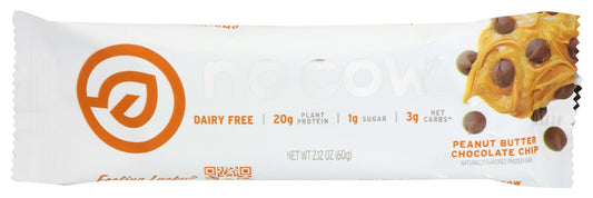 NO COW BAR: Peanut Butter Chocolate Chip Bar, 60 gm