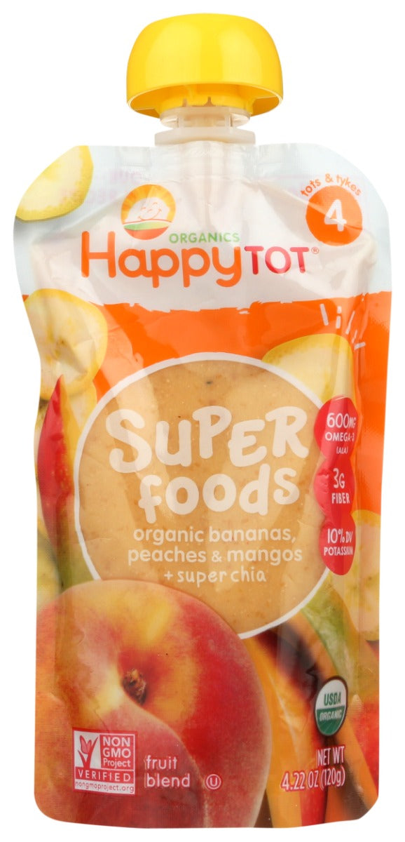 HAPPY TOT: Superfoods Banana Mango & Peach Organic, 4.22 oz