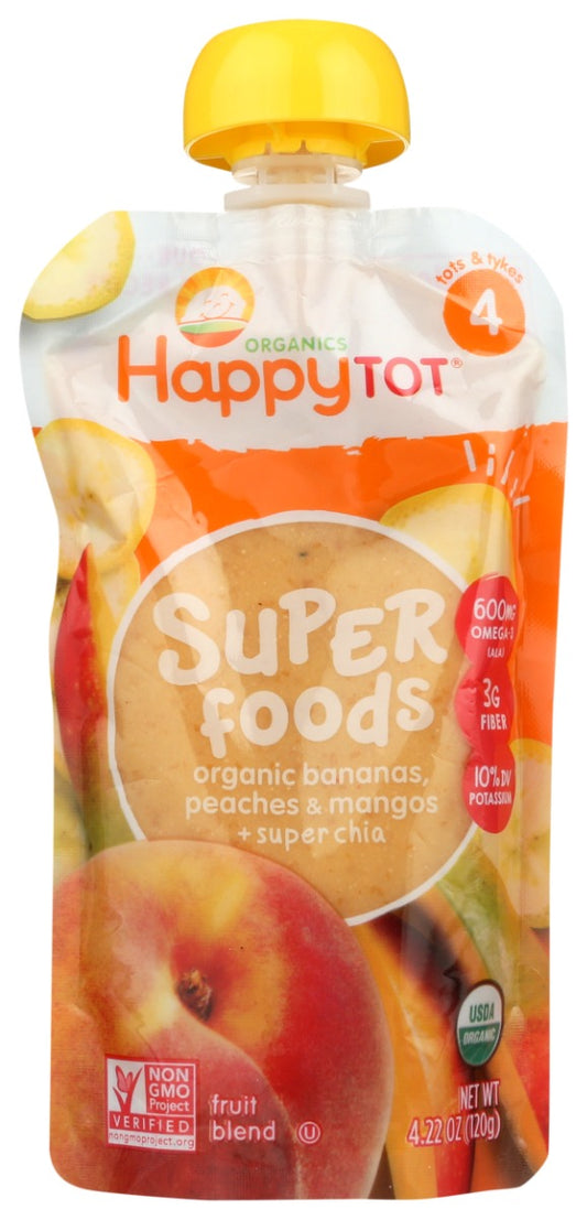 HAPPY TOT: Superfoods Banana Mango & Peach Organic, 4.22 oz