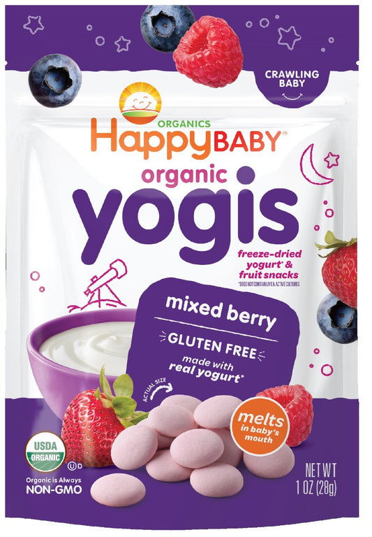 HAPPY BABY: Organic Yogis Yogurt and Fruit Snacks Mixed Berry, 1 oz