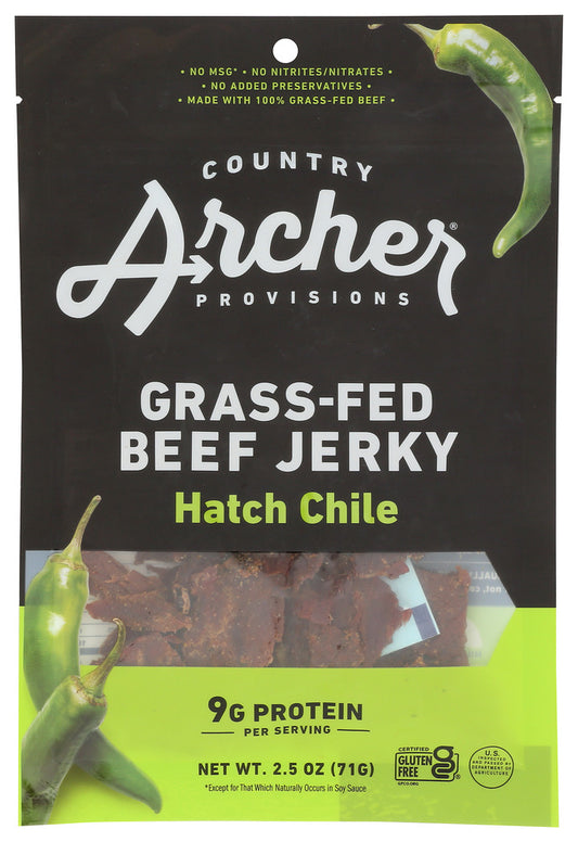 COUNTRY ARCHER: Jerky Beef Hatch Chile, 2.5 oz