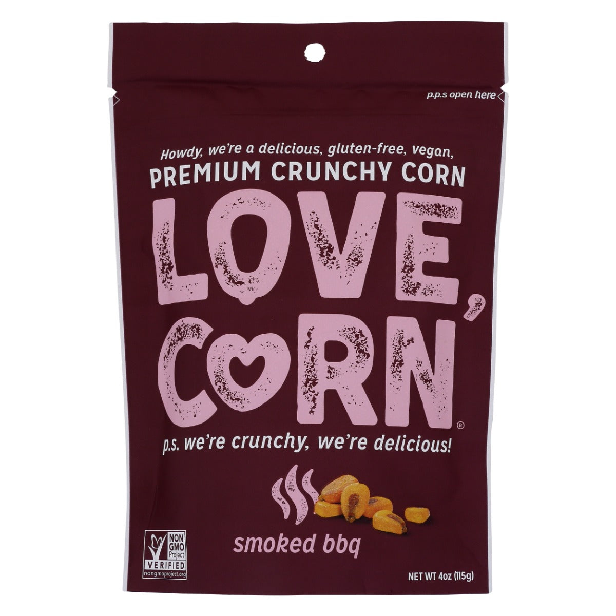 LOVE CORN: Smoked Bbq Crunchy Corn, 4 oz