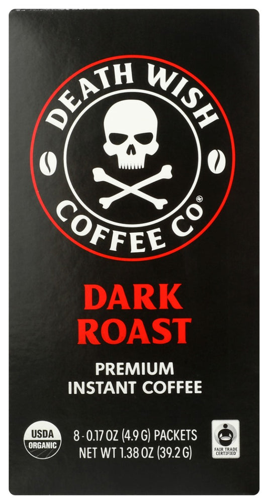 DEATH WISH COFFEE: Dark Roast Instant Coffee, 8 ea