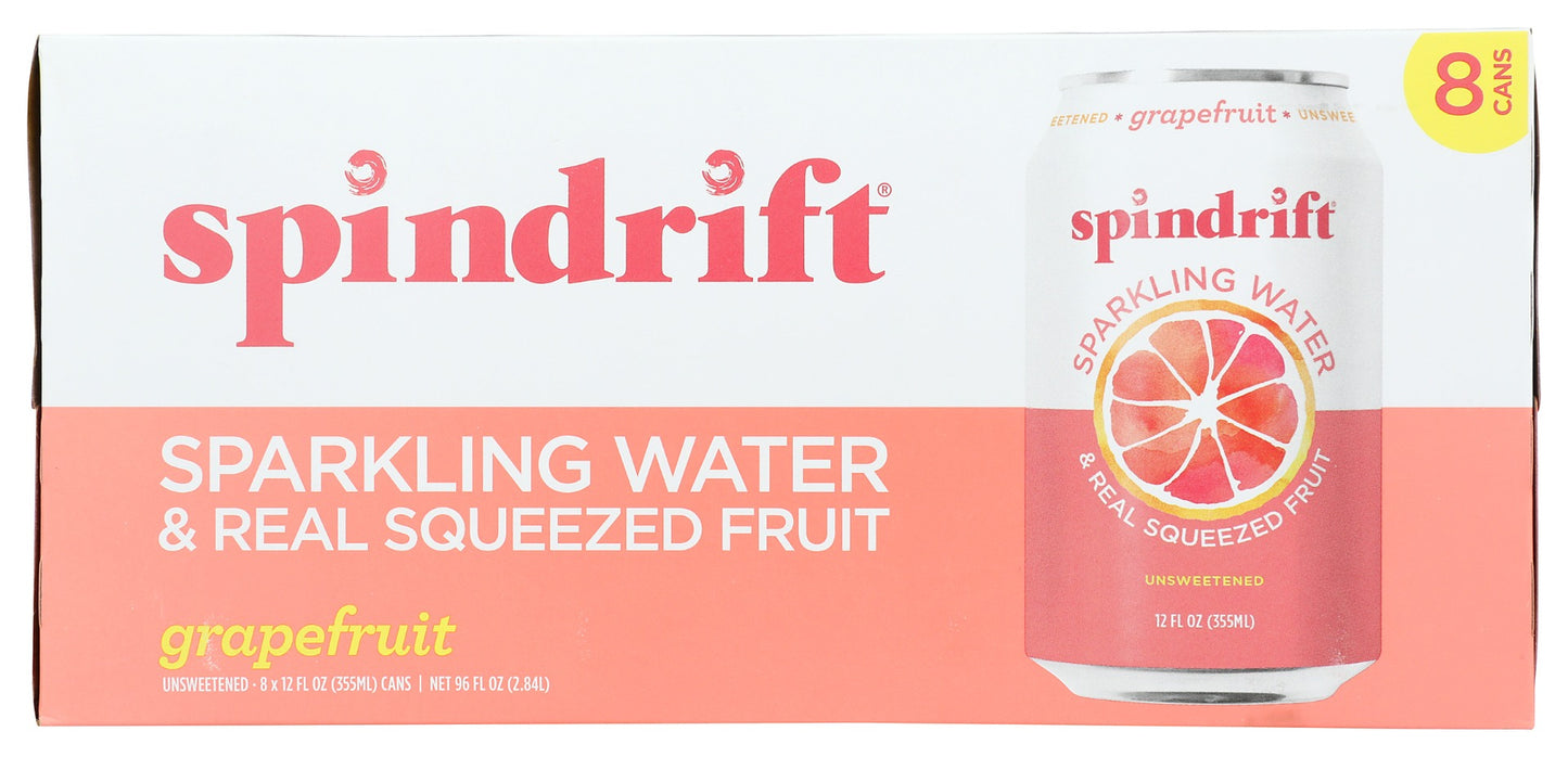SPINDRIFT: Grapefruit Sparkling Water 8 Pack, 96 fo