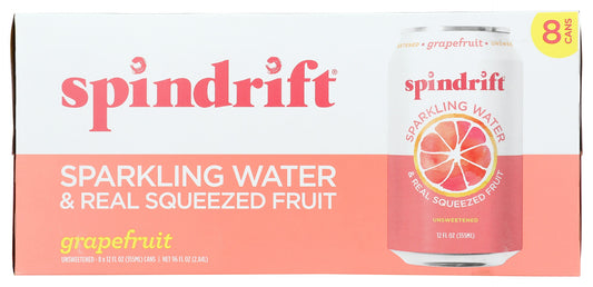 SPINDRIFT: Grapefruit Sparkling Water 8 Pack, 96 fo