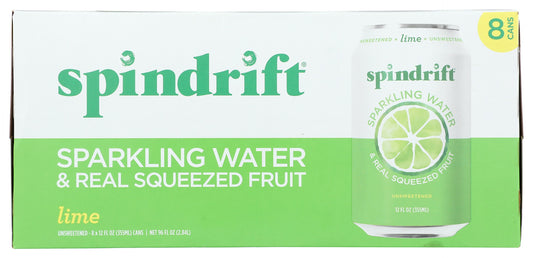 SPINDRIFT: Lime Sparkling Water 8 Pack, 96 fo