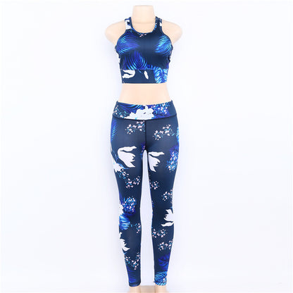 Women's Floral Print Yoga Set - Bra & Leggings Outfit