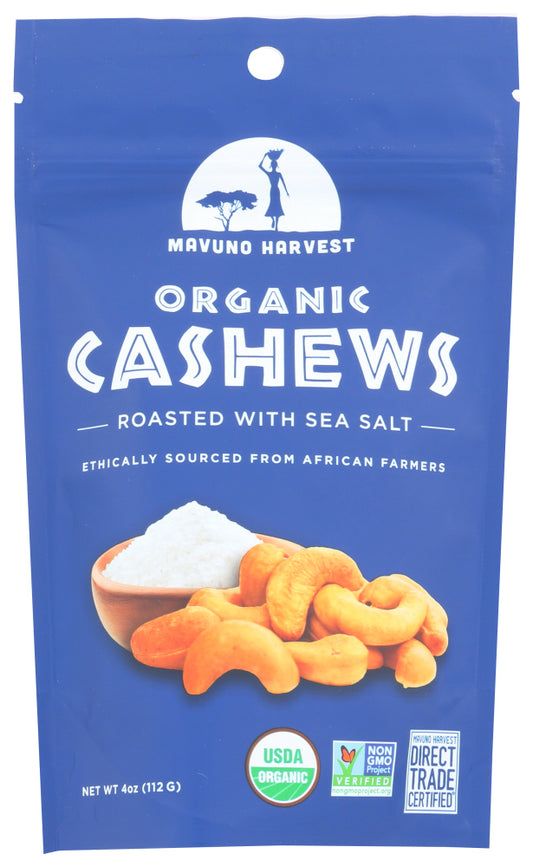 MAVUNO HARVEST: Organic Roasted Cashews Sea Salt, 4 oz
