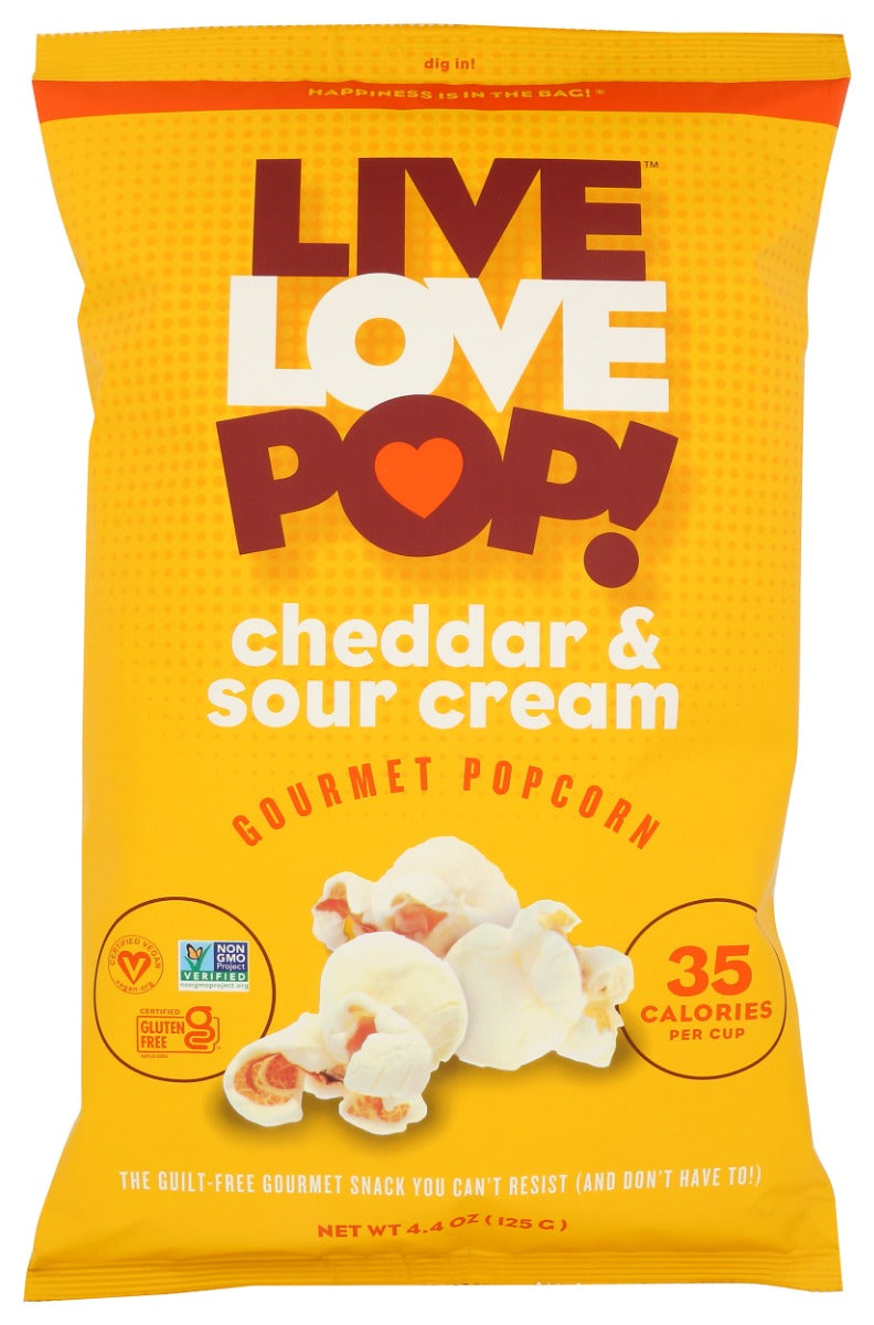 LIVE LOVE POP: Cheddar & Sour Cream Popcorn, 4.4 oz
