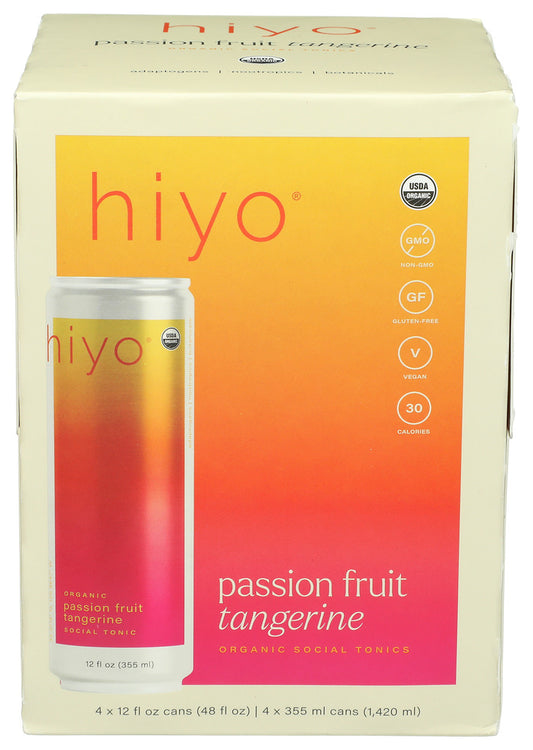 HIYO: NA Mocktail Passion Fruit Tangerine 4pk, 48 fo