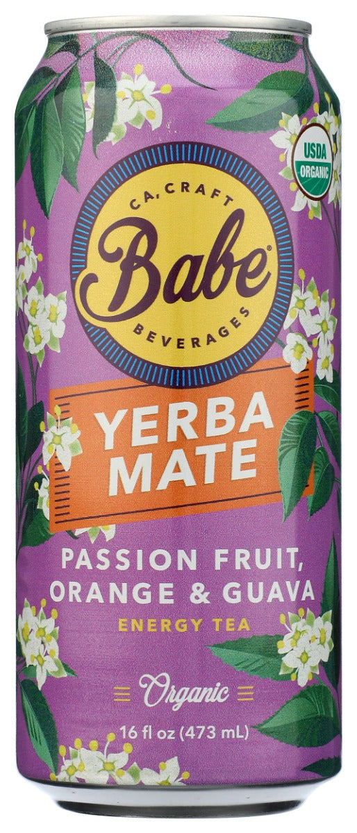 BABE BEVERAGES: Yerba Mate Passion Fruit Orange and Guava Organic Energy Tea, 16 fo