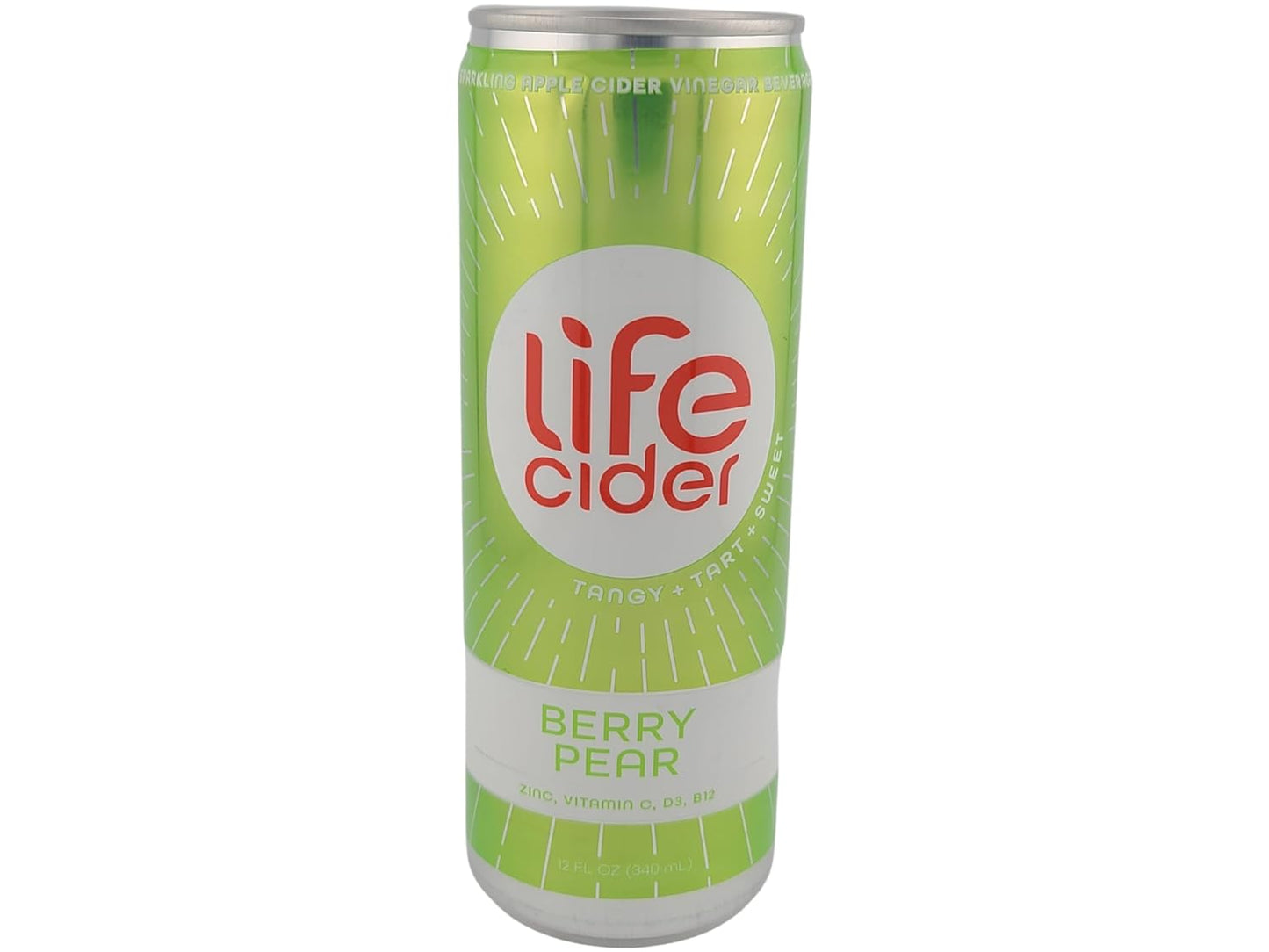 LIFE CIDER: Berry Pear Sparkling Apple Cider Vinegar Lemonade, 12 fo
