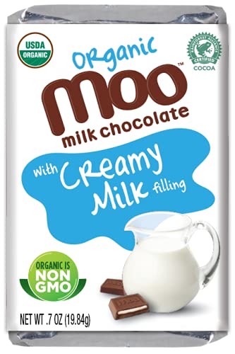 MOO ORGANIC CHOCOLATES: Milk Chocolate with Creamy Milk Filling Mini Bars, 0.7 oz