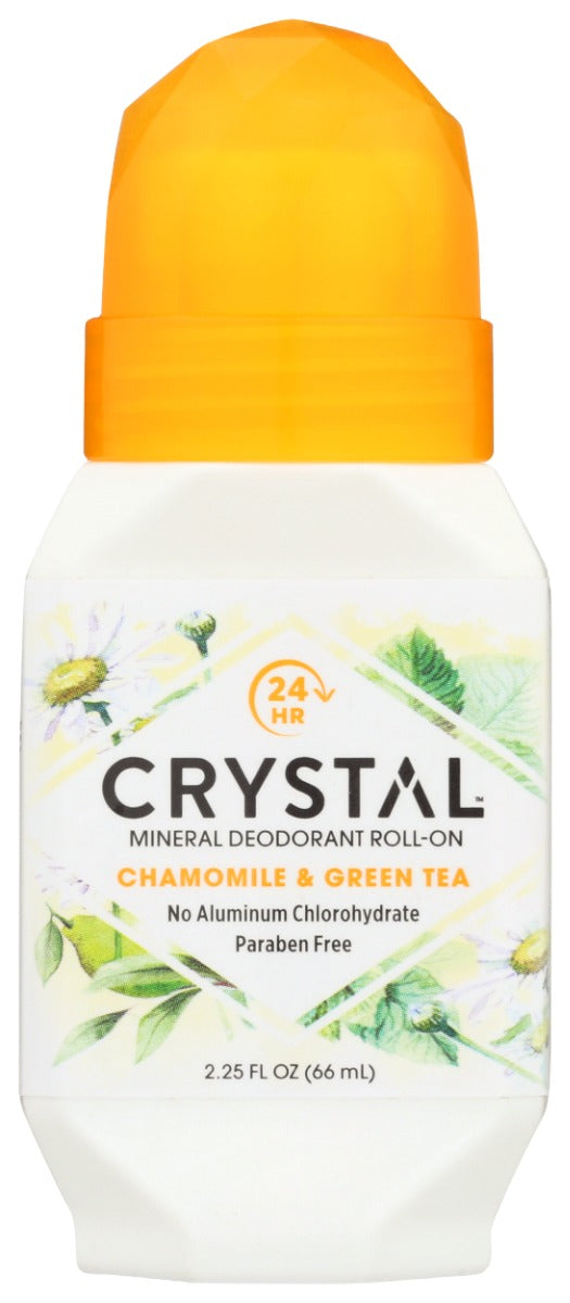 CRYSTAL BODY DEODORANT: Deodorant Roll On Chamomile And Green Tea, 2.25 oz