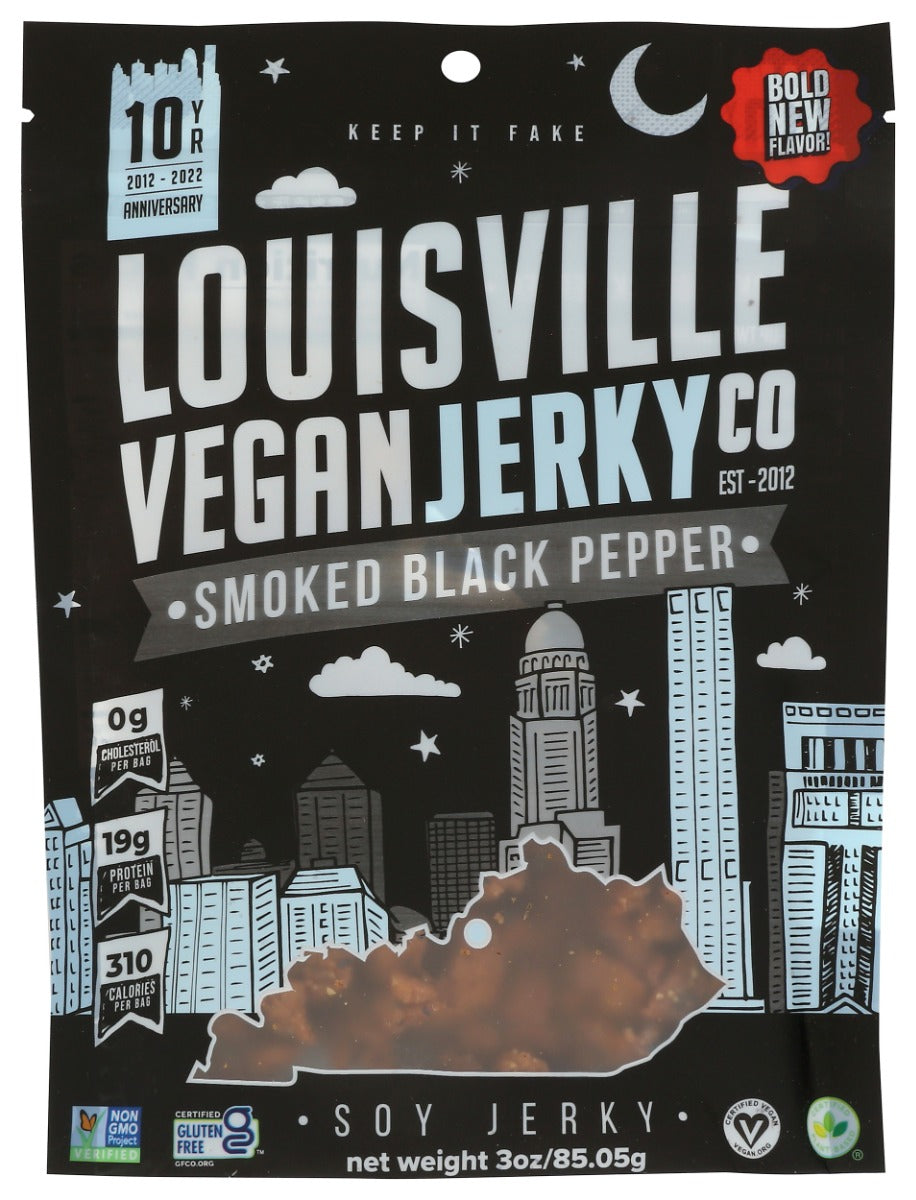 LOUISVILLE VEGAN JERKY: Smoked Black Pepper, 3 oz