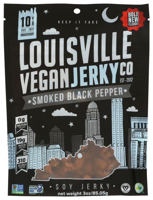 LOUISVILLE VEGAN JERKY: Smoked Black Pepper, 3 oz