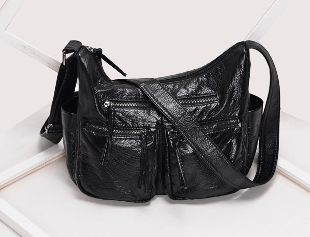Washed Soft Leather Sling Bag for Moms