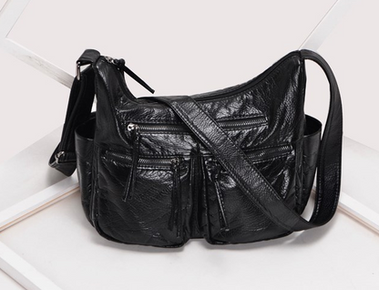 Washed Soft Leather Sling Bag for Moms