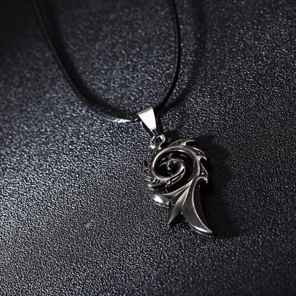 Men's Punk Dragon Flame Pendant Necklace with Chain