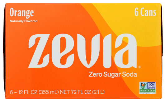 ZEVIA: All Natural Zero Calorie Soda Orange 6-12 fl oz, 72 fl oz