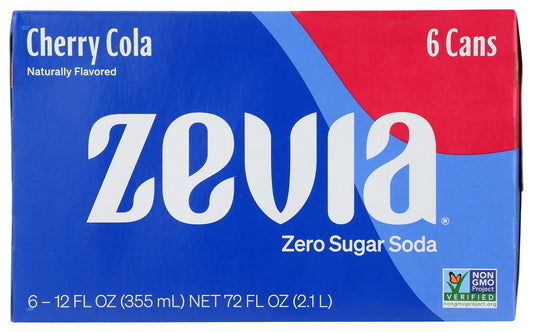 ZEVIA: Zero Calorie Soda Cherry Cola 6-12oz, 72 oz