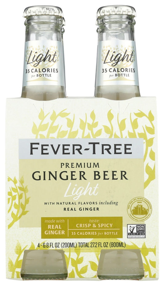 FEVER TREE: Ginger Beer Light Pack of 4, 6.8 oz