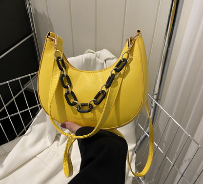 Chic French Women's Shoulder Bag with Wide Strap