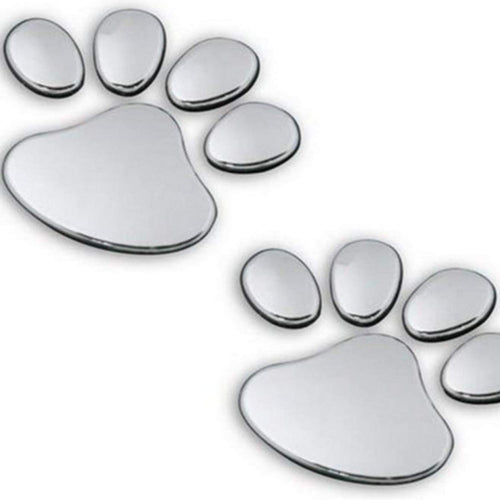 2 Pair Credible Unique 3D Pets Paw Car Sticker Dog Foot Prints Truck Decor Animal Decal Cars Bumper Patches Decals Laptop MacBook Luggage Hoverboard Bike Graphics Window Wall Stickers Colors Silver