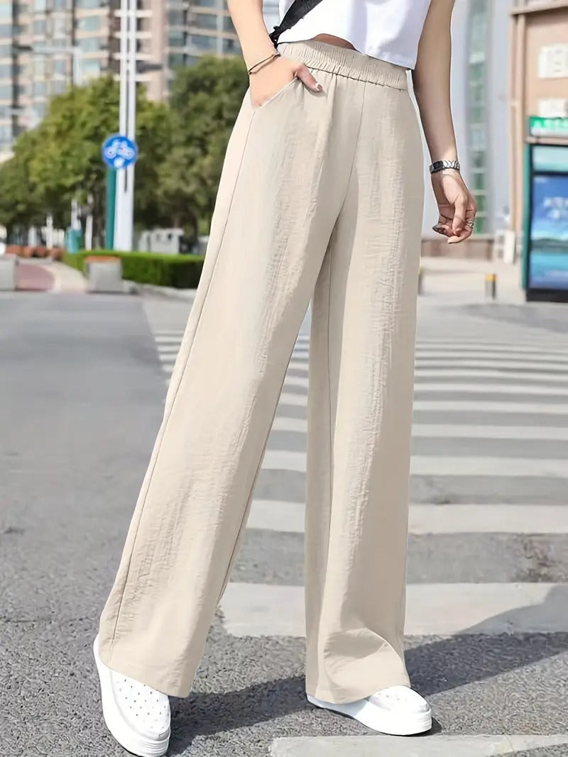 Women's High Waist Loose Cotton Linen Wide-leg Pants