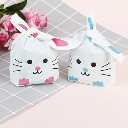 50pcs Cute Rabbit Ear Bags for Cookies and Snacks