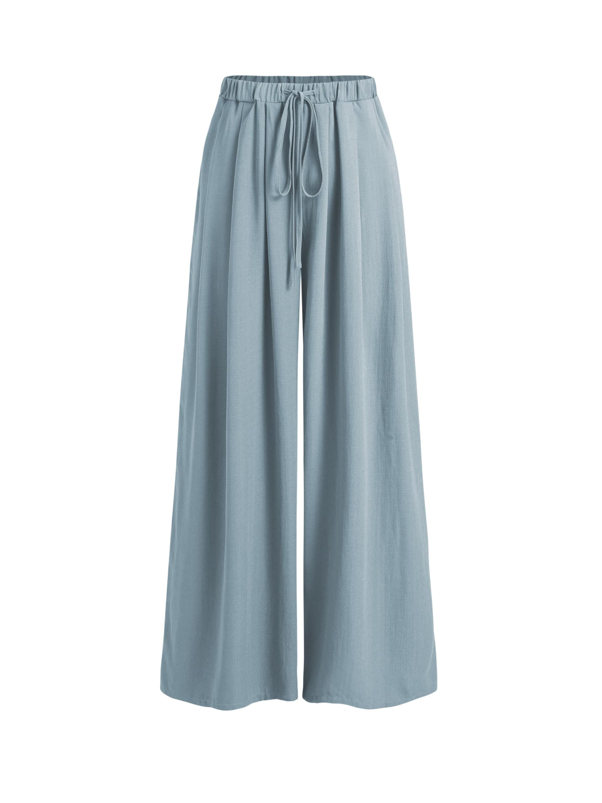 CIDER Elastic Waist Wide Leg Trousers: Blue L