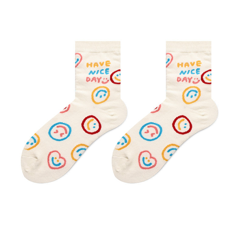 Cute Japanese Cartoon Hand-Painted Women's Socks
