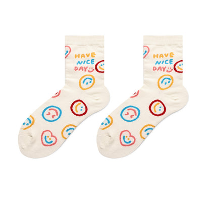 Cute Japanese Cartoon Hand-Painted Women's Socks