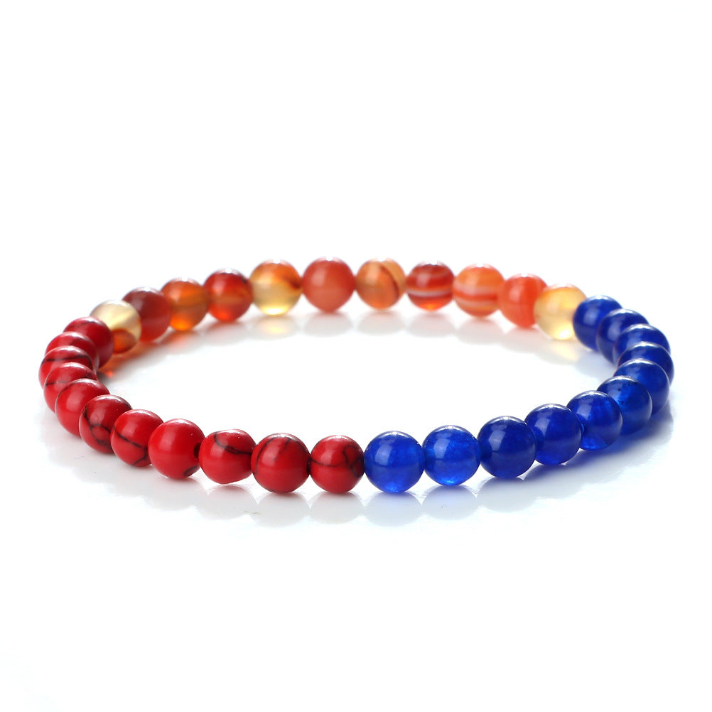 Colorful Stretch Beaded Hand Bracelet with Stones