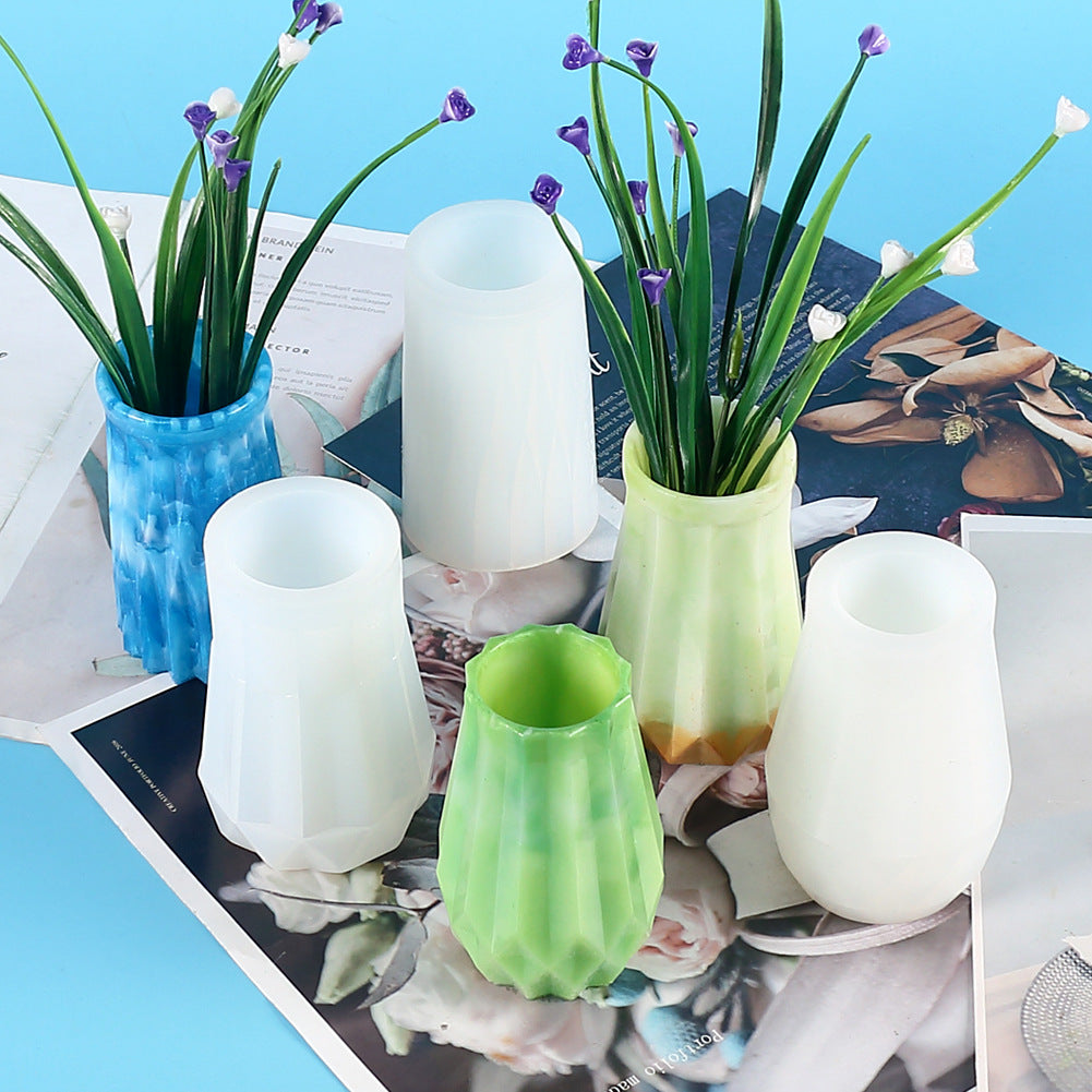 Round Rhombus Crystal Epoxy Mold for Decorative Vase