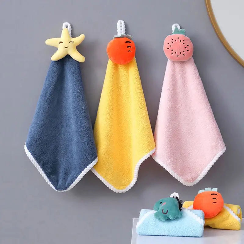 Coral Fleece Cartoon Fruit Hanging Hand Towel (1pc)